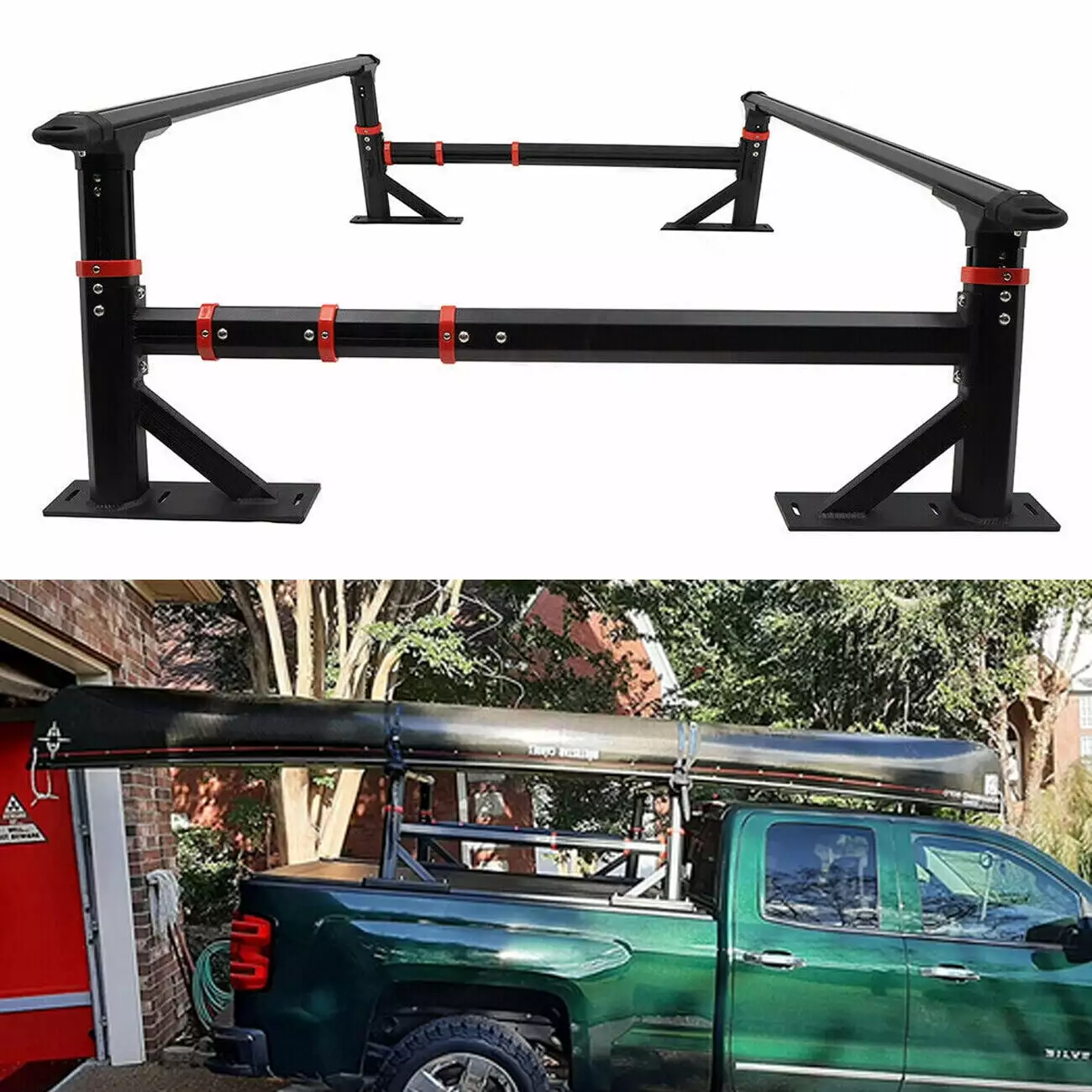 ROSY PIXEL Ladder Rack For 2007-2023 Honda Ridgeline Truck Bed Universal Adjustable Pickup Luggage