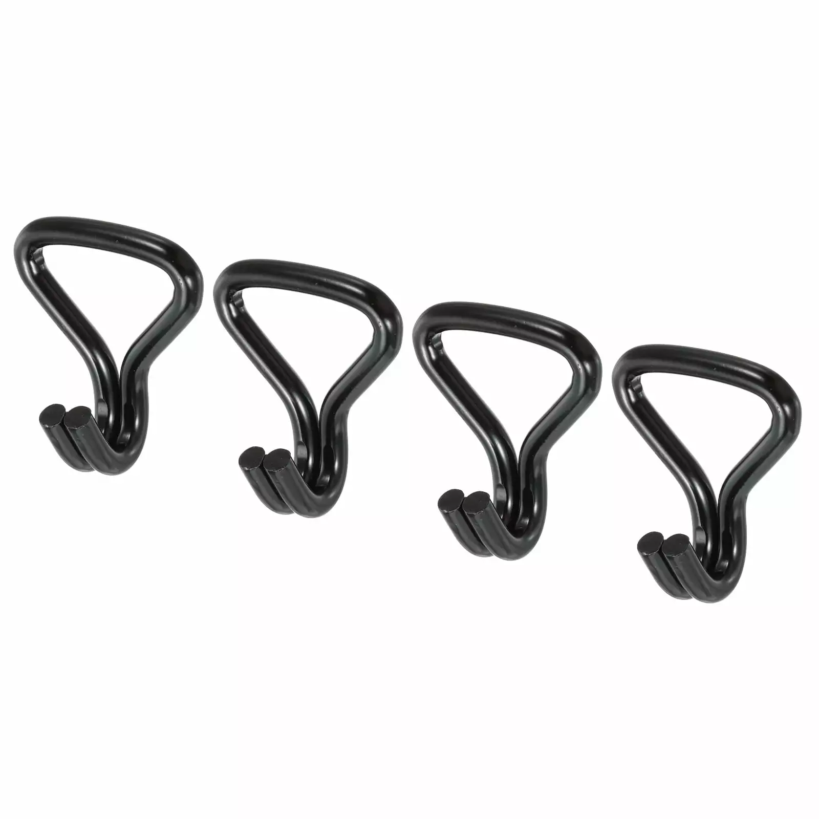 Ratchet Double J Strap Hook Load 6613 Lbs for 2 Tie Down Strap Webbing Black Plastic Coating. 4 Pack Electrophoretic