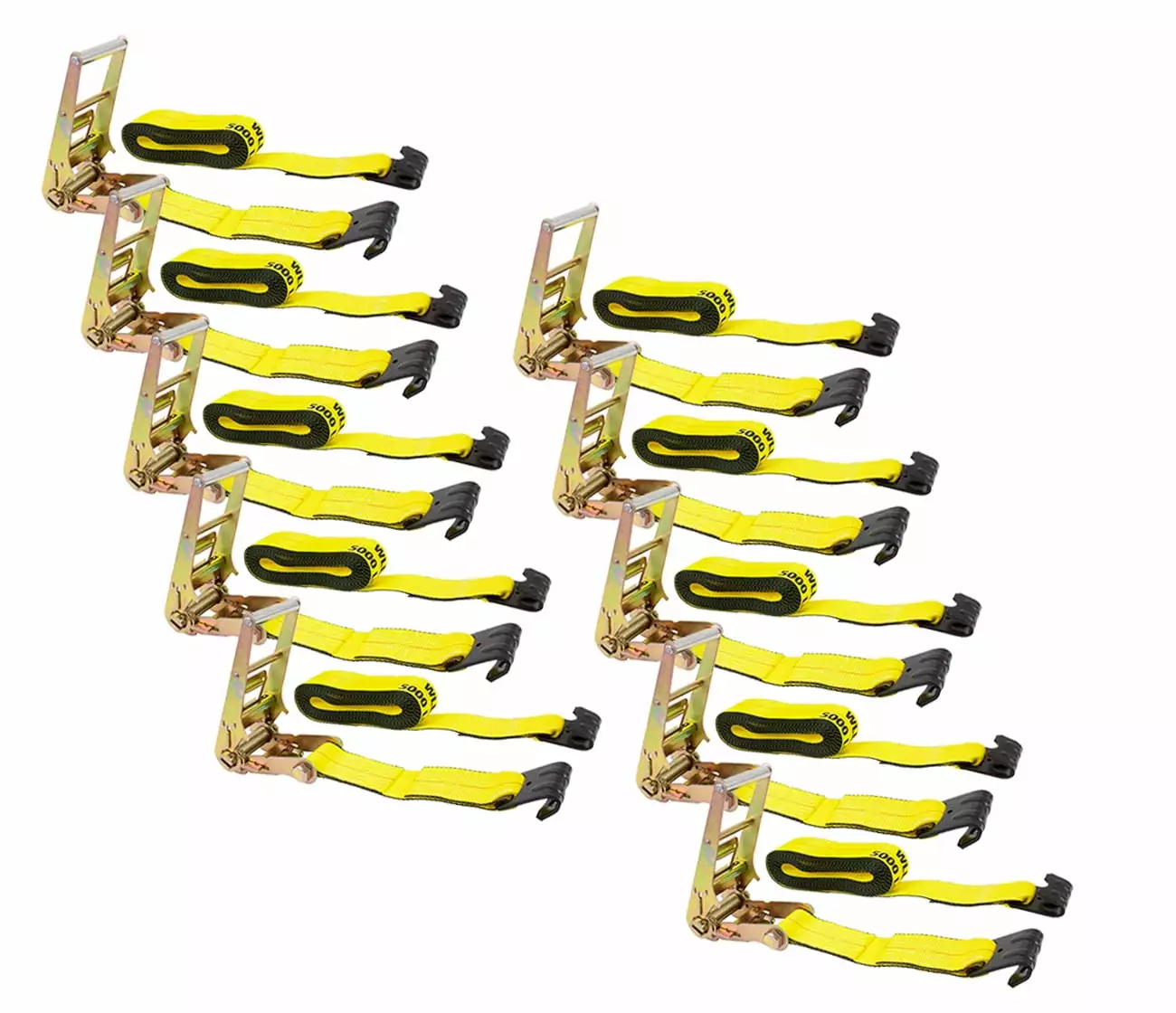 Ratchet Tie-Down Straps with Flat Hooks. 3 x 30' Ratchet Straps Yellow | 15.000 Lbs Breaking Strength | TieDown Ratchet Straps for flatbed. Truck. Trailers Pickup (10 Pack)