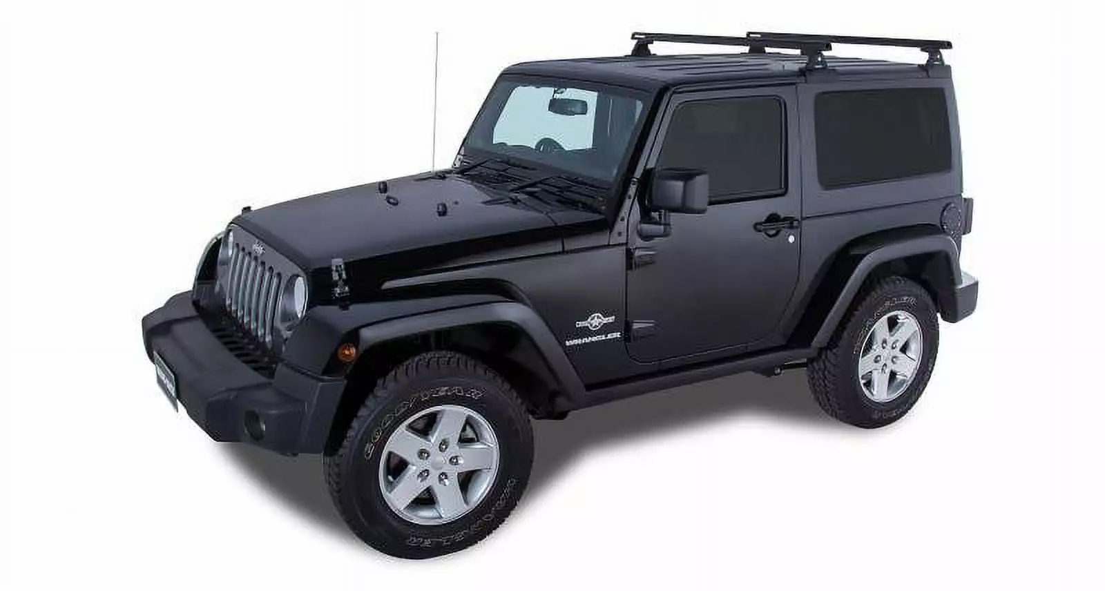 Rhino Rack 2007-2010 Fits Jeep Wrangler 2011-2018 Wrangler JK 2dr SUV Hard Top Heavy Duty RLT600 Black 2 Bar Rhino-Rack Backbone Roof Rack JA6384