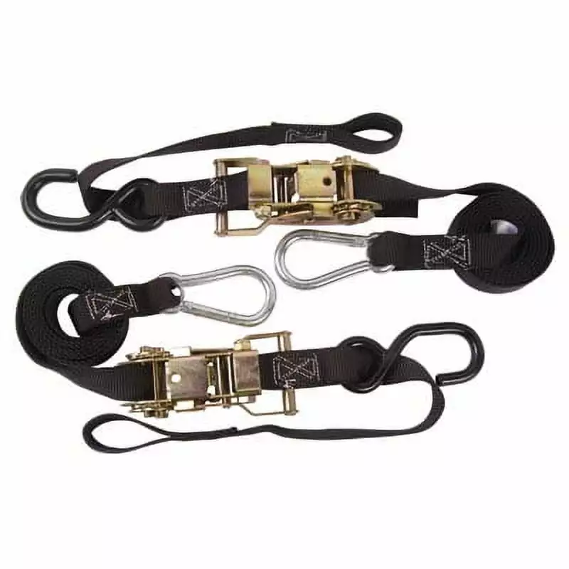 1Pair Portable Heavy Duty Tie Down Cargo Strap Luggage Lashing Strong Ratchet Strap Belt with Metal Buckle(Color Randomization.5 Meters)