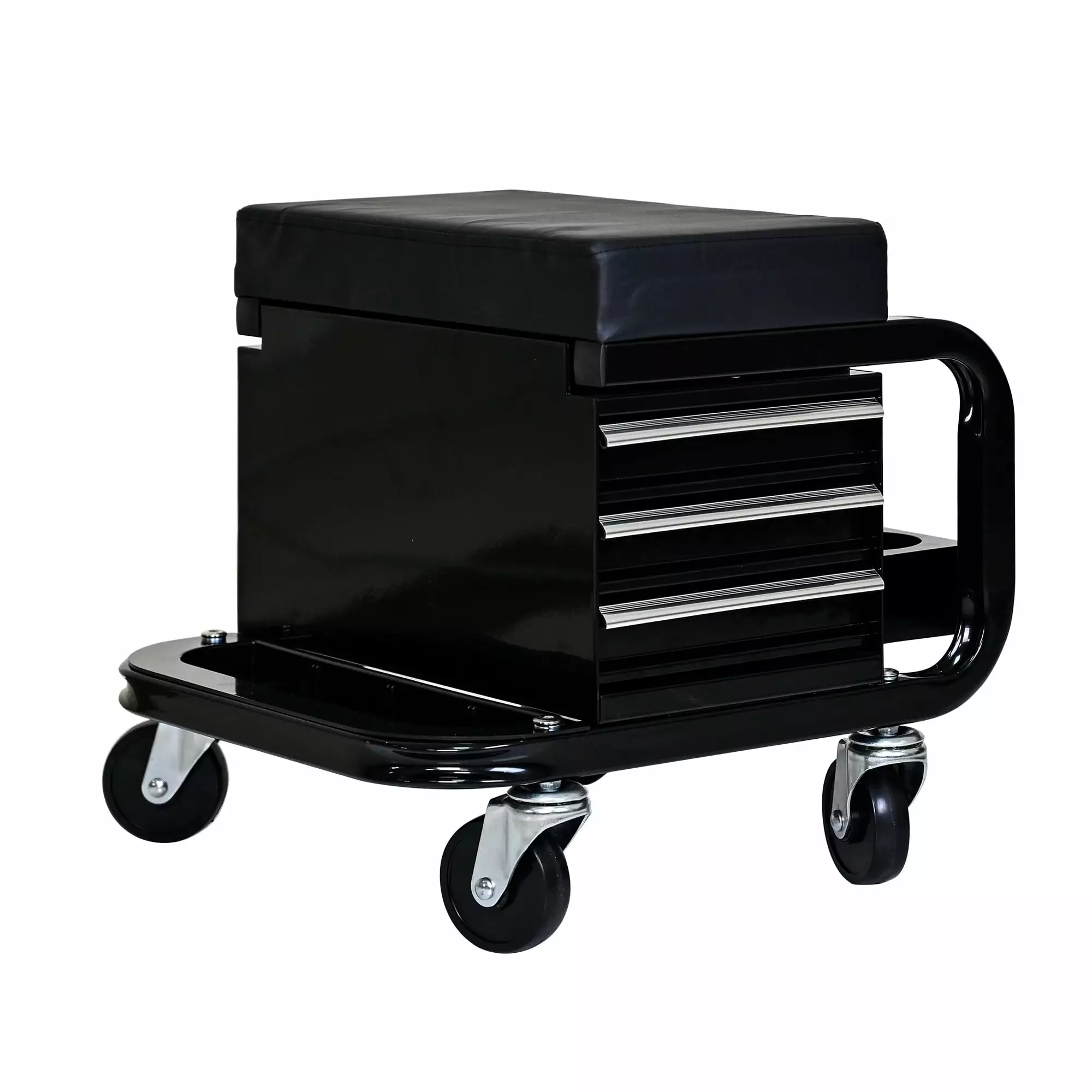 Rolling Tool Chest Creeper Seat.Mechanics Roller Seat with 3 Drawers and 360 Degree Swivel Wheels.300 pounds Capacity Mechanical Bench for Garages. Repair Shops.Black