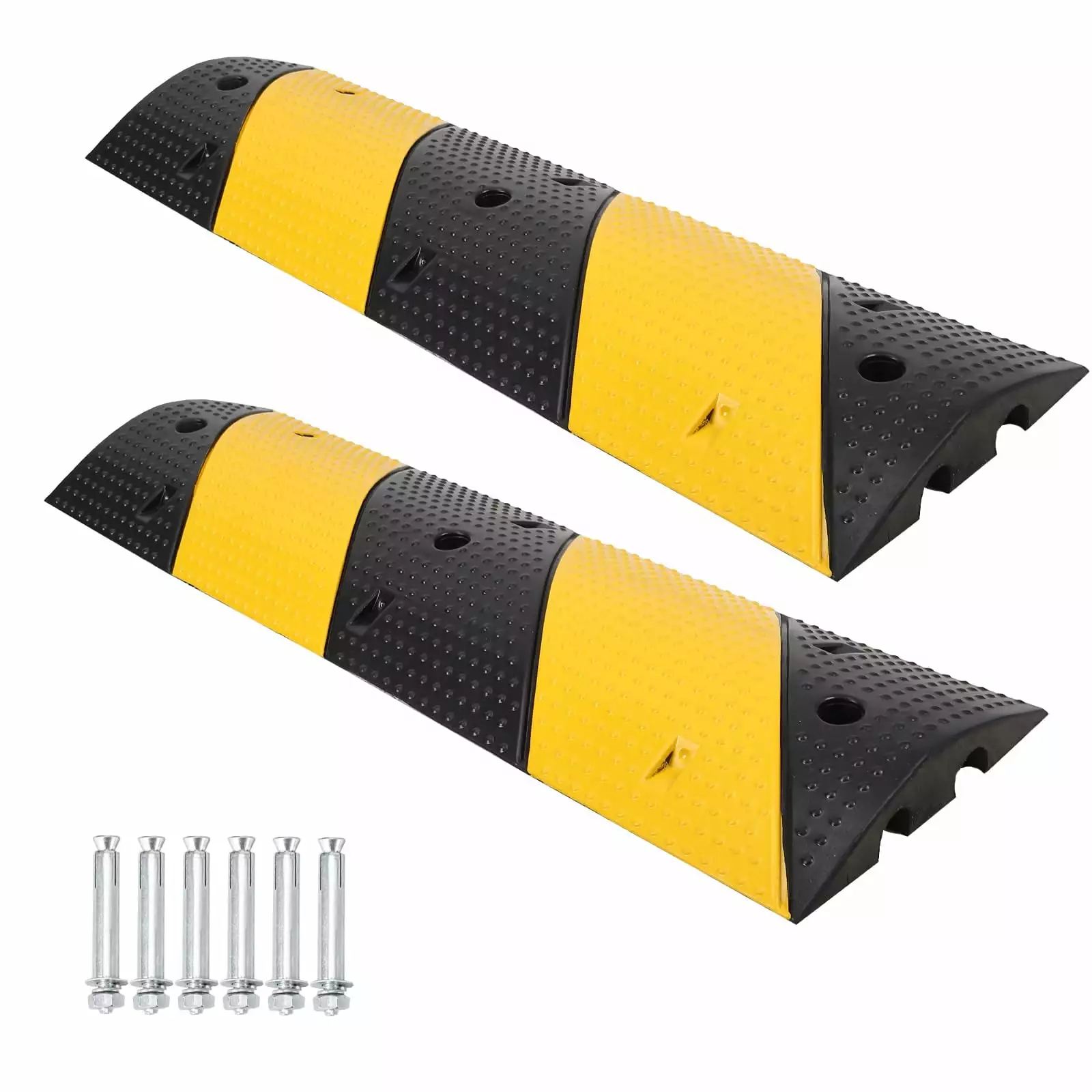 Rubber Speed Bump. Channel Modular Heavy Duty Speed Bumps Humps 25000 lbs Load Capacity. Cable Protector Ramp for Asphalt Concrete Gravel Driveway Road