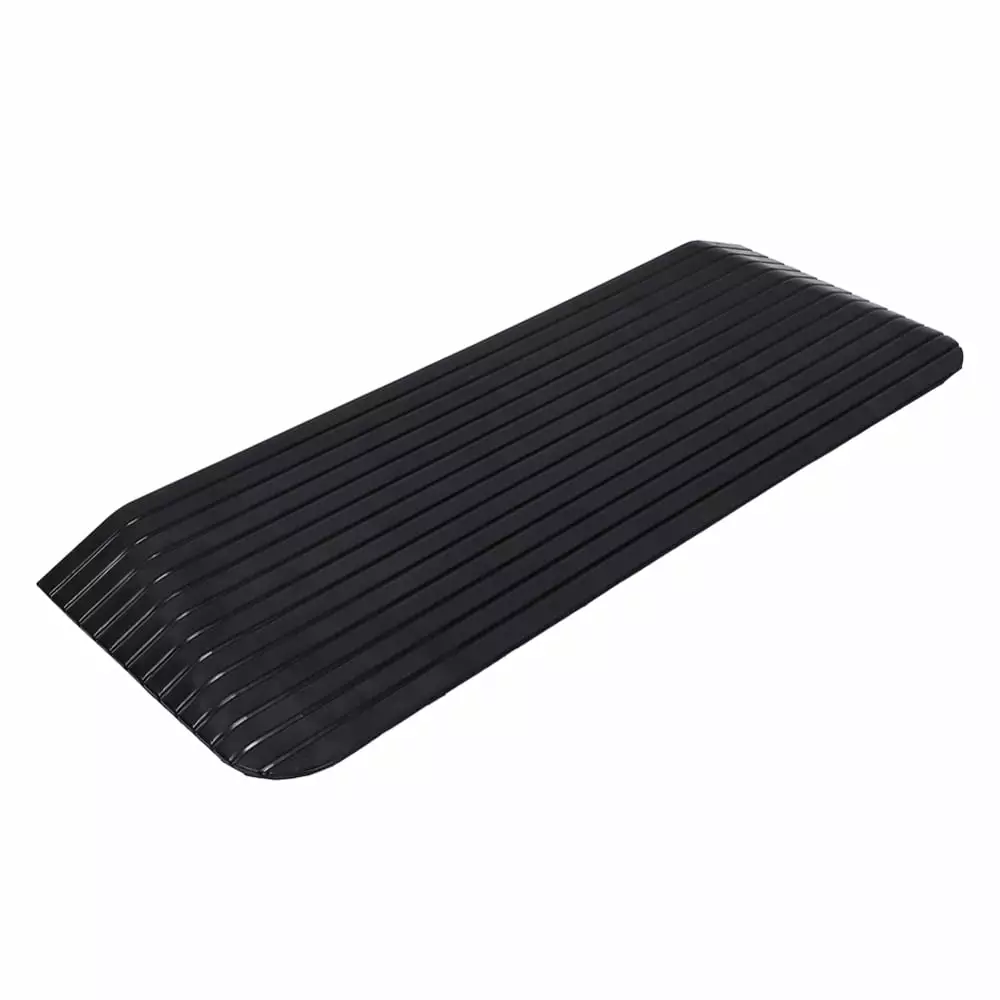 Rubber Threshold Ramp. 2200lbs Load Capacity Striped Non-Slip Slope Ramp with Round Arc Corner for Wheelchair Skate Trolley Scooter