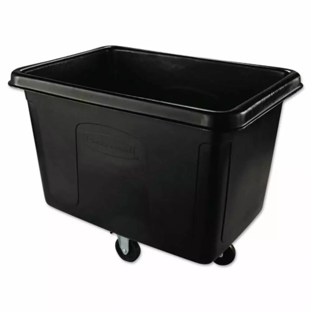 Rubbermaid Commercial FG461400BLA 500 lbs. Capacity 105 Gallon Plastic Cube Truck - Black