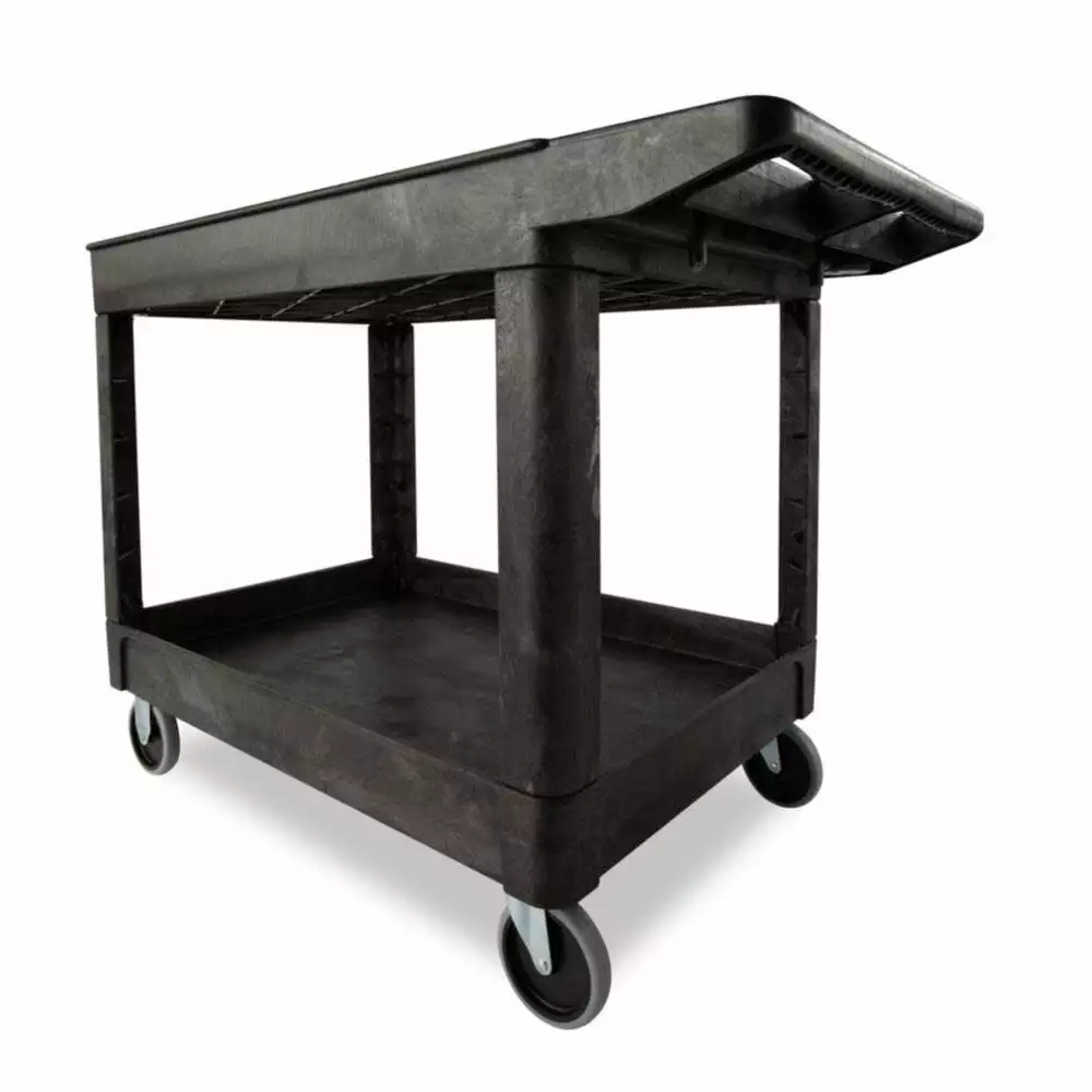 Rubbermaid Heavy Duty 2-Shelf Utility Cart With Lipped Shelf Medium