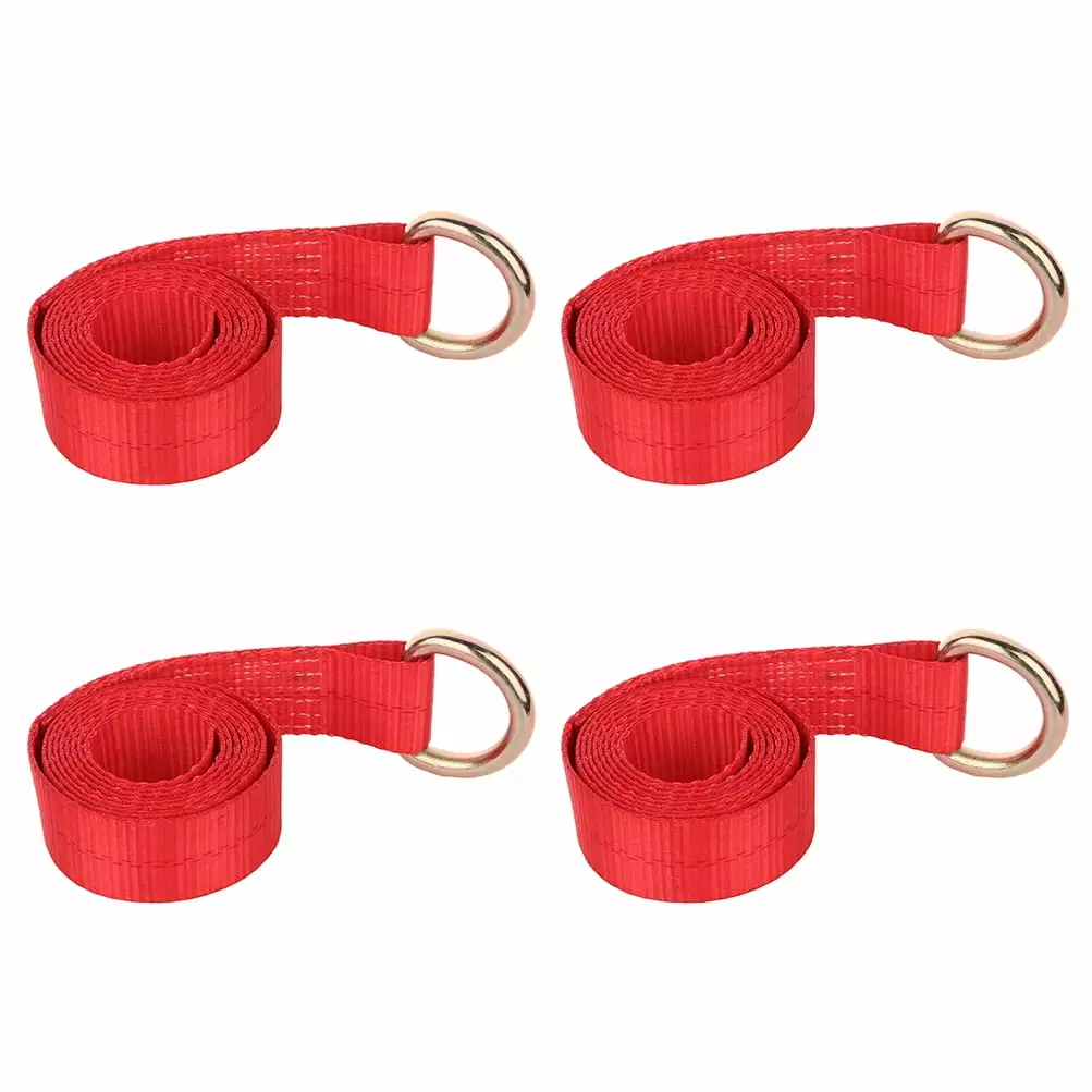 SCITOO 3300 lbs 2 inch x 8 feet Lasso Strap w/ O-Ring Auto Tie Down Rugged Weave Red