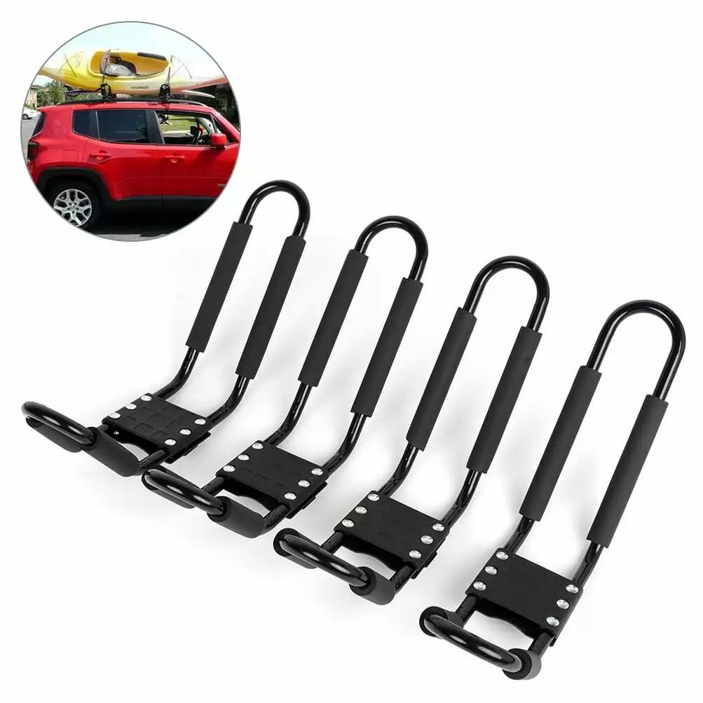 SCITOO 4x Kayak Rack J-Bar Mounted on Car SUV for Canoe Carrier SUP Paddle Roof Rack Crossbar Kayak Rack Kayak Carrier Canoe. SUP. Ski. Surf J Bar Vehicle Attachment Holder