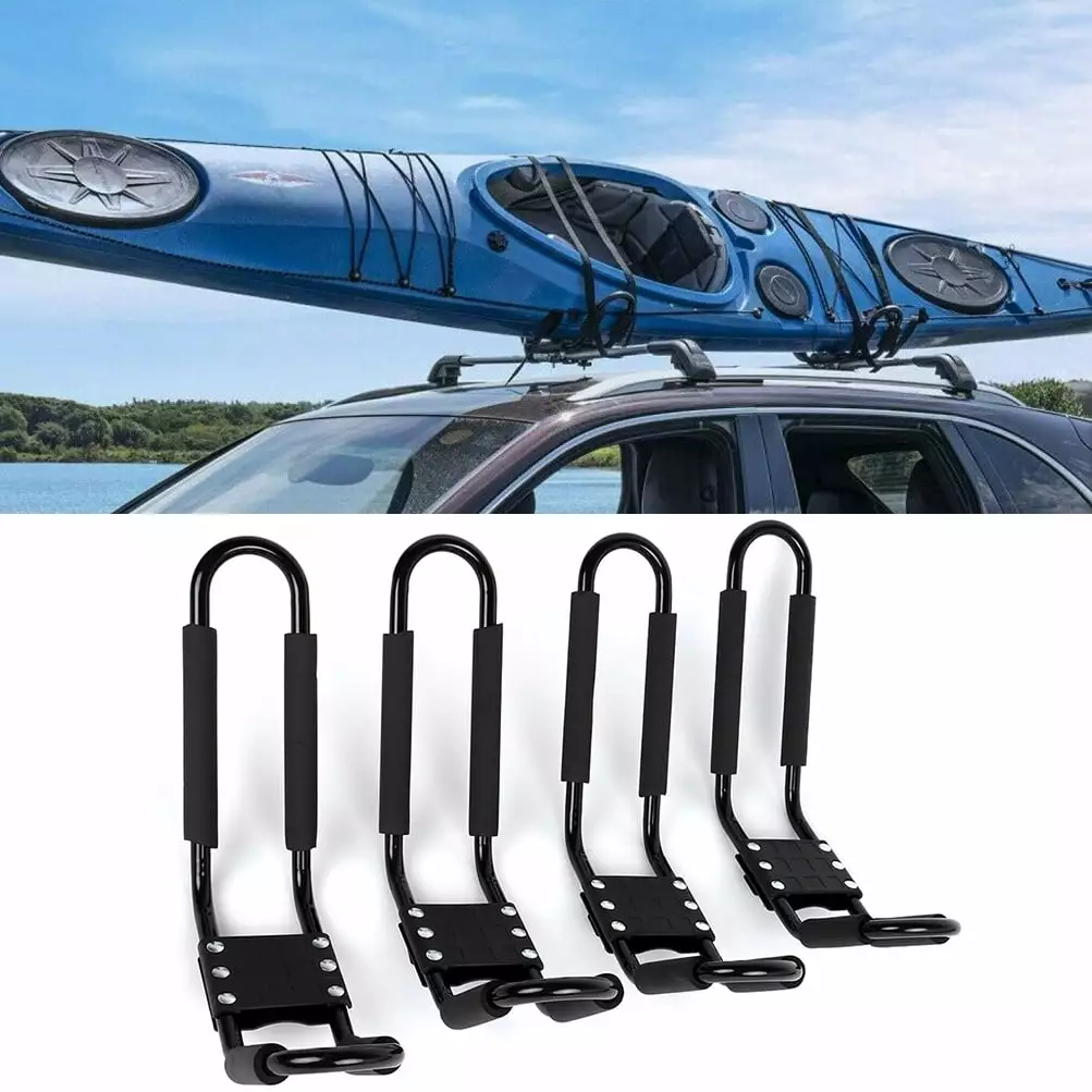 SCITOO 4x Kayak Rack J-Bar Mounted on Car SUV for Canoe Carrier SUP Paddle Roof Rack Crossbar Kayak Rack Kayak Carrier Canoe. SUP. Ski. Surf J Bar Vehicle Attachment Holder