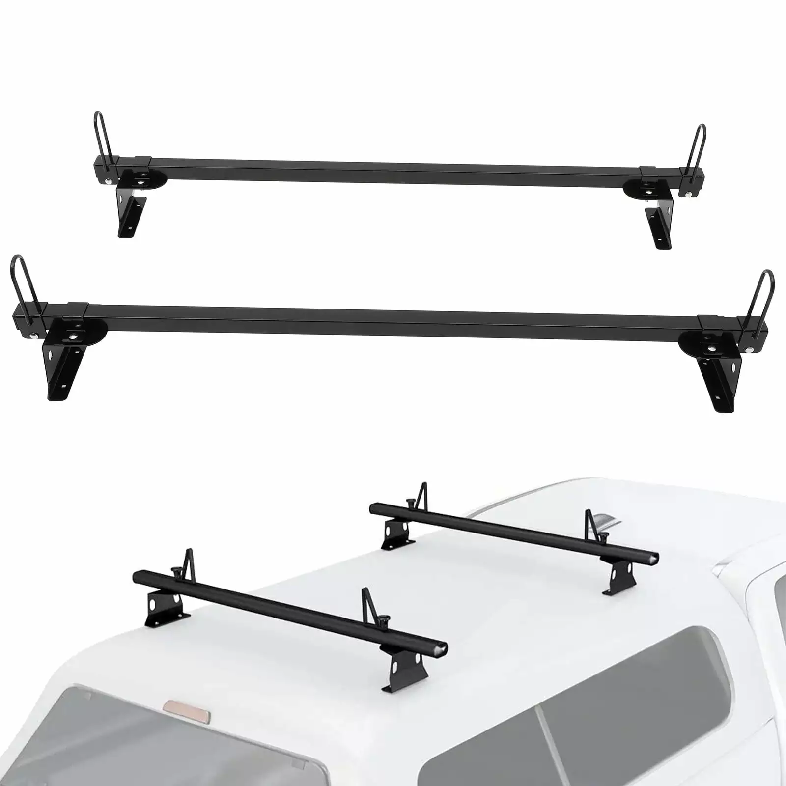 SCITOO Truck Ladder Rack Steel Utility Ladder Truck Pickup Rack Universal 60For Gutter Rail Mount Vehicles