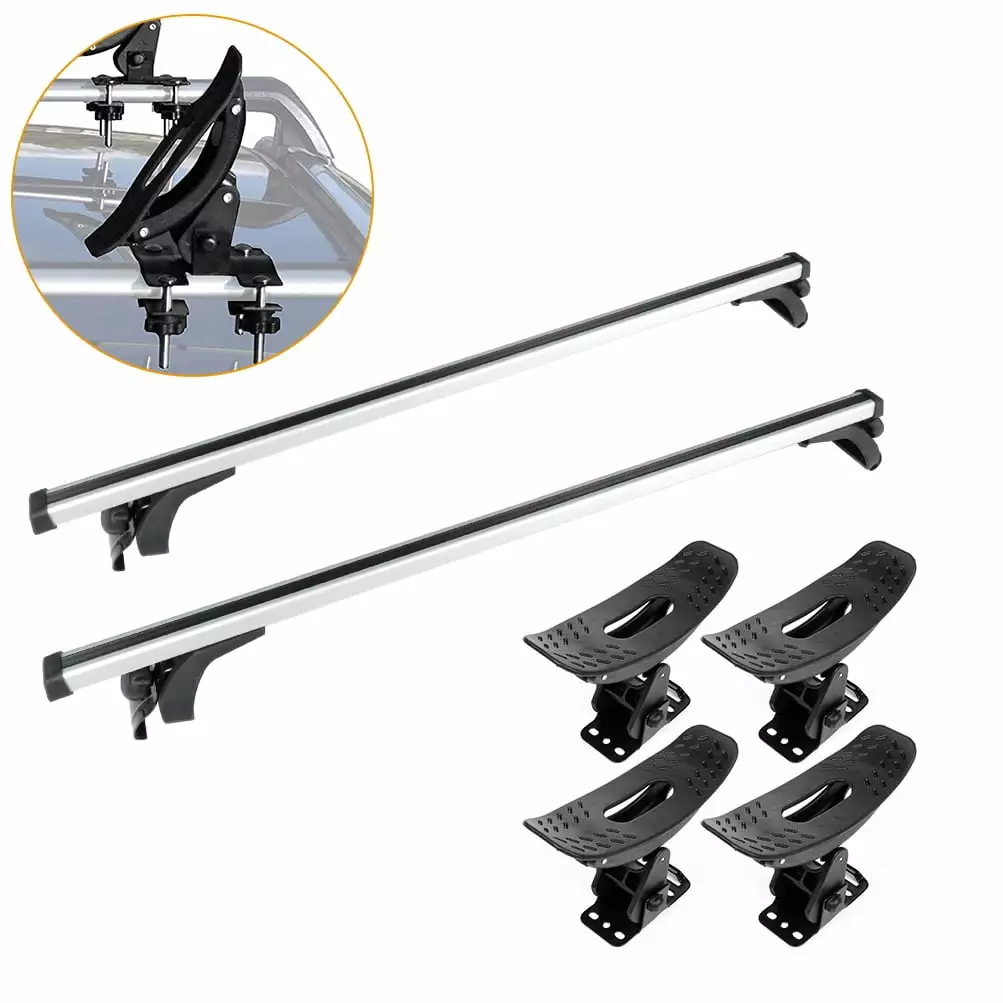 SCITOO Roof Rack Baggage Carrier Universal 50 Window Frame Crossbars Roof Top Rack & Saddles Kayak Carrier Set