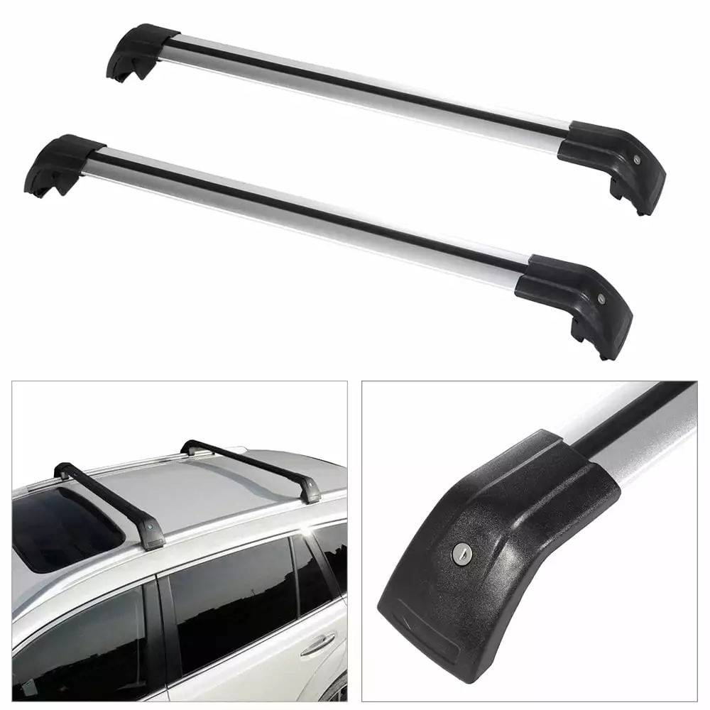 CCIYU Cargo Racks for Volkswagen Atlas 2018-2019 Rooftop Luggage Canoe Kayak Carrier Rack Black Roof Rack Cross Bar - Fits Side Rails Models ONLY