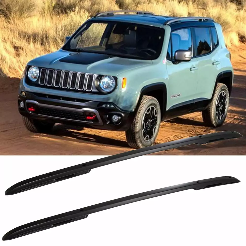 SCITOO fit for 2015 2016 2017 2018 2019 2020 for Jeep Renegade Aluminum Alloy Black Roof Top Side Rails Set Rock Rack Side Rails