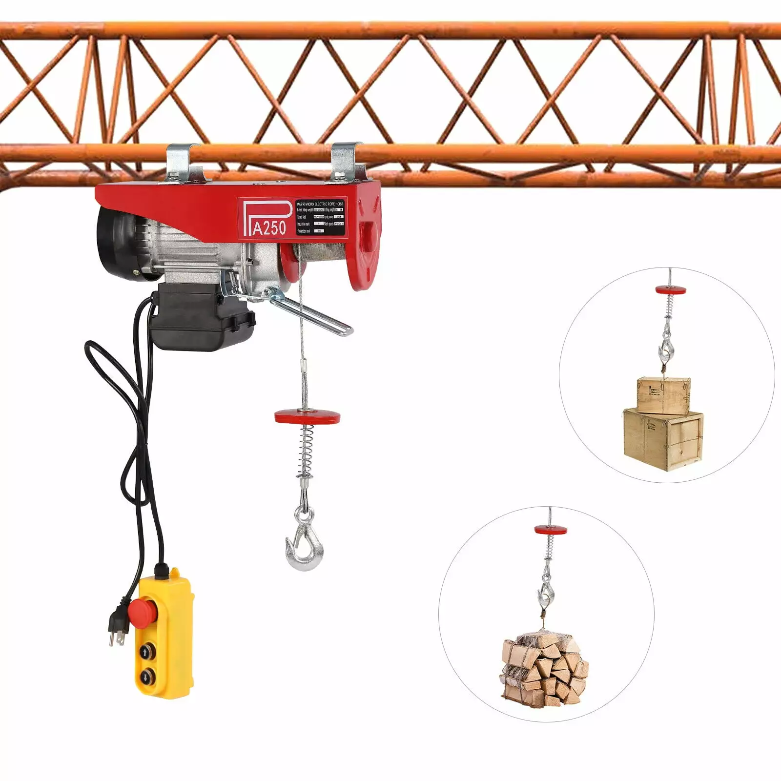 SHZICMY 551LBS Electric Cable Hoist Winch Crane Lift With Wired Remote Control 510W