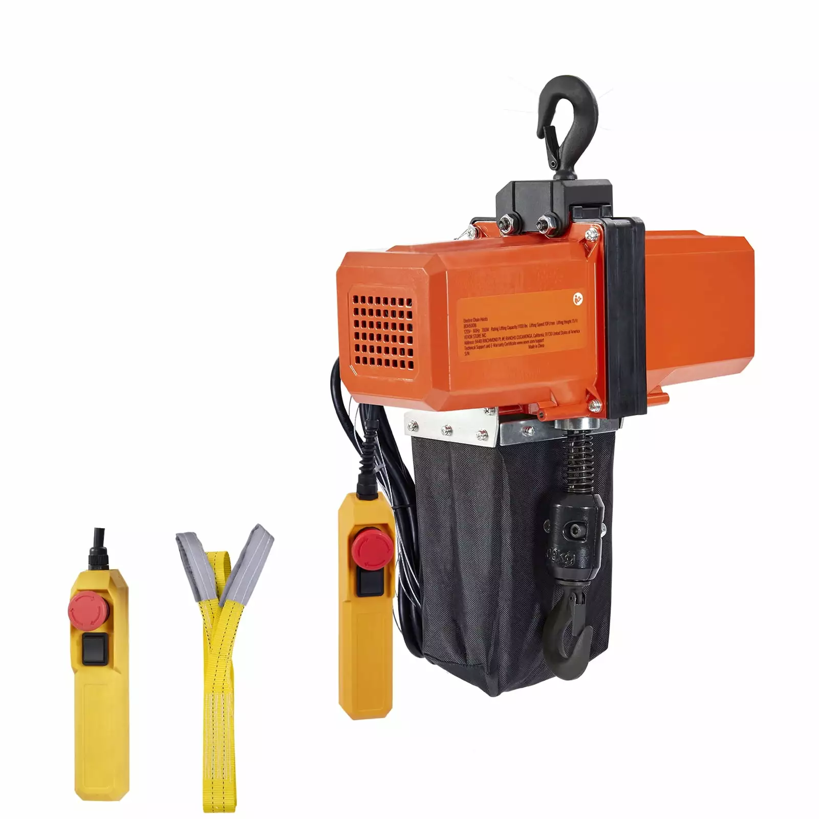 SKYSHALO 1100 lbs Capacity Electric Chain Lift. 15 FT Height. 120V. Single Phase. G100 Chain. Overhead Crane with 10 ft Remote Control - Ideal for Garage. Shop. Hotel. Home