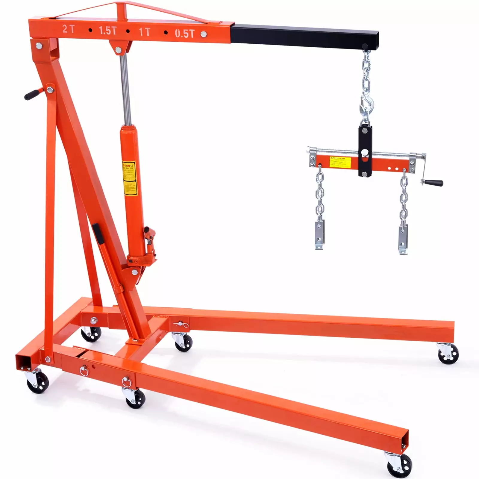 SKYSHALO Engine Hoist.2 Ton 4400 LBS Folding Hydraulic Engine Lifter.Foldable Shop Crane for Motor Repair. Weight Lifting & Loading. Includes Crane Leveler.Red