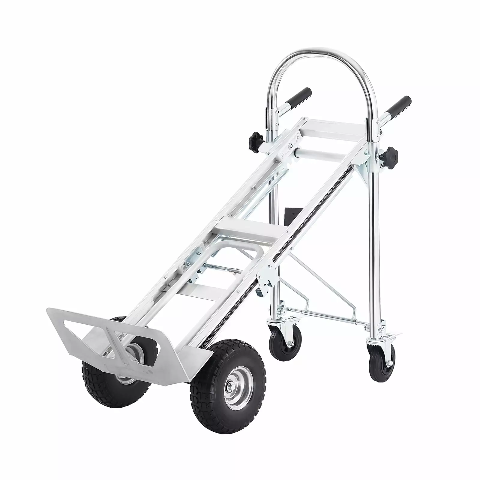 SKYSHALO Aluminum Collapsible Hand Truck. Versatile 4-in-1 Model. Supports up to 1000 lbs. Robust Industrial Foldable Cart. Equipped with Durable Rubber Wheels