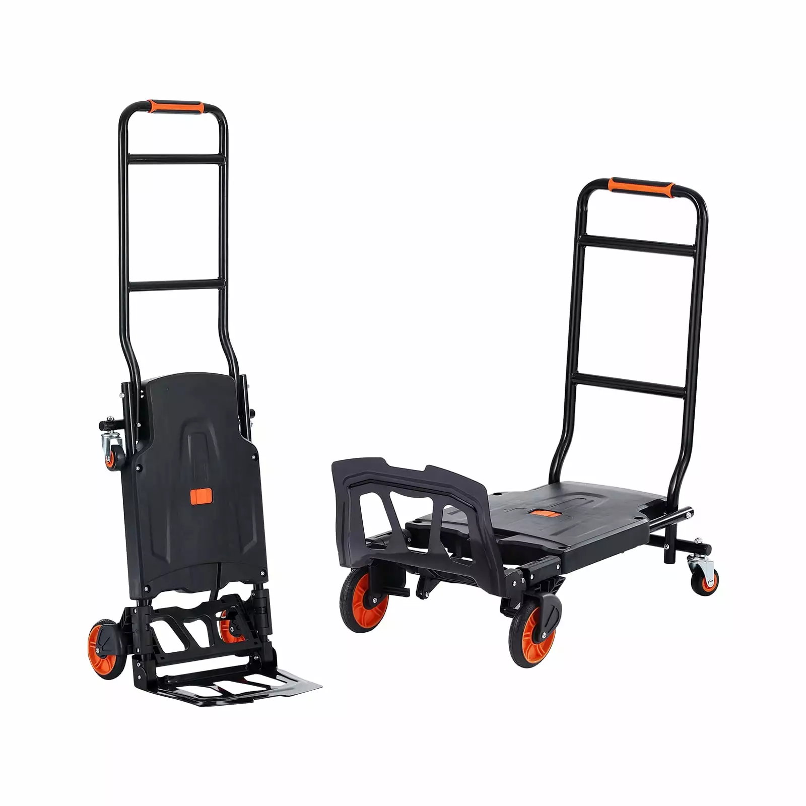 SKYSHALO Aluminum Hand Truck. Dual-Function. 300 lbs Capacity. Durable Industrial Convertible Hand Truck and Dolly. Multi-Purpose Cart Transforms from Upright to Platform Mode with Rubber Wheels