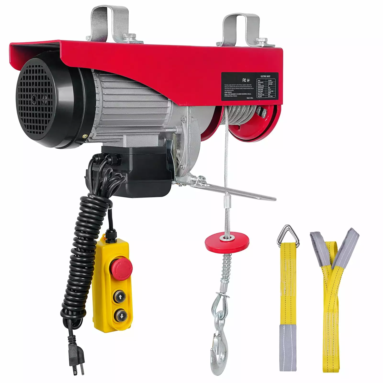 SKYSHALO Electric Hoist 440lbs Crane Winch with Wired Remote Control 480W 110V