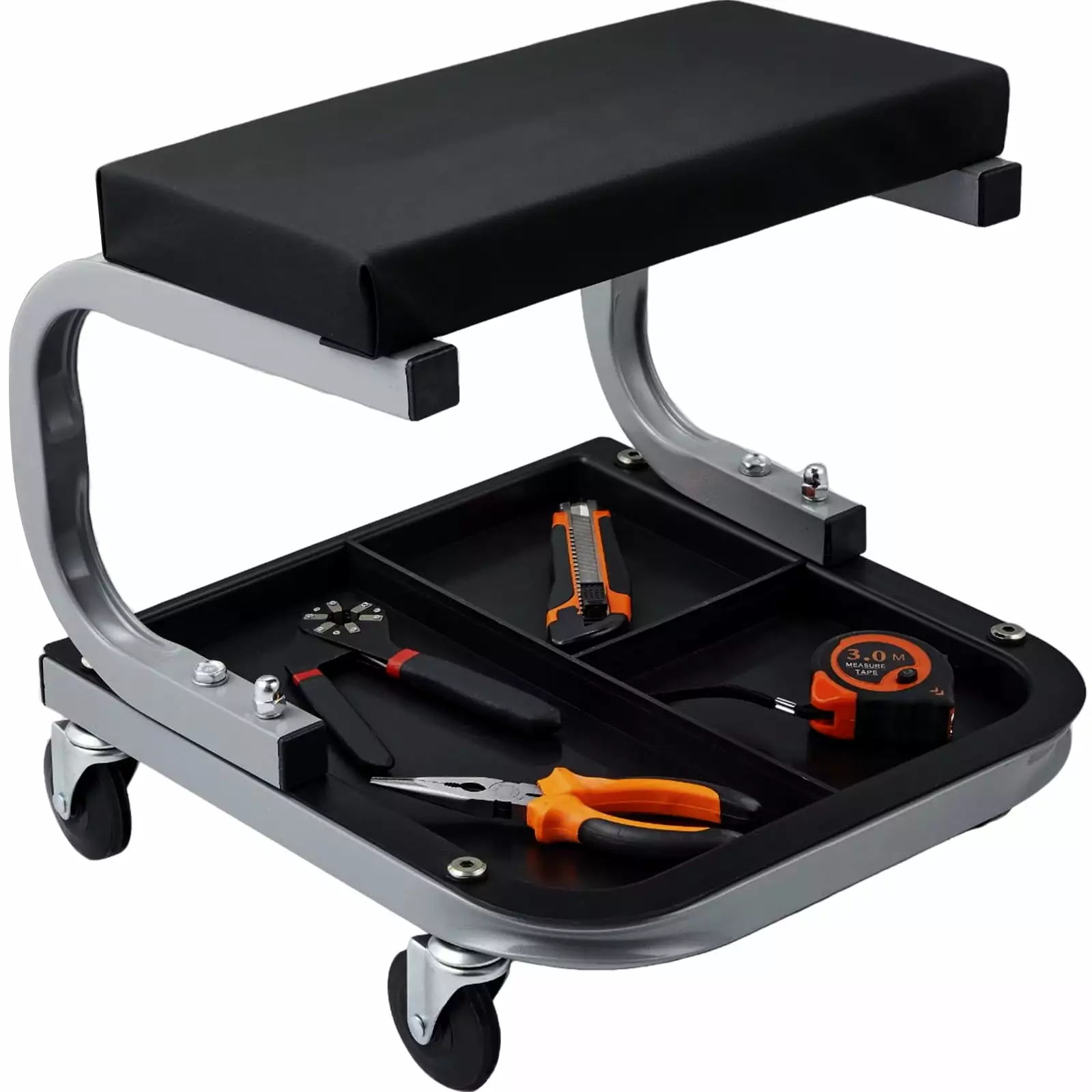 SKYSHALO Garage Shop Creeper Seat with Tool Tray Rolling Padded Auto Mechanic Stool .250 lbs Capacity