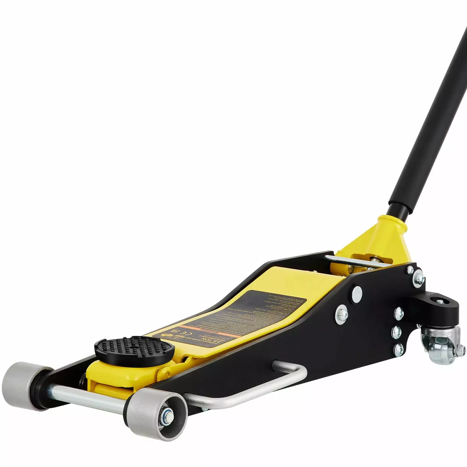 SKYSHALO Low Profile Floor Jack 2.5 ton (5500 lbs). Dual Piston Quick Lift Pump. 3-3/4-18-7/10 Height Lifting Range. Yellow+Black. Aluminum and Steel Hydraulic Racing Floor Jack