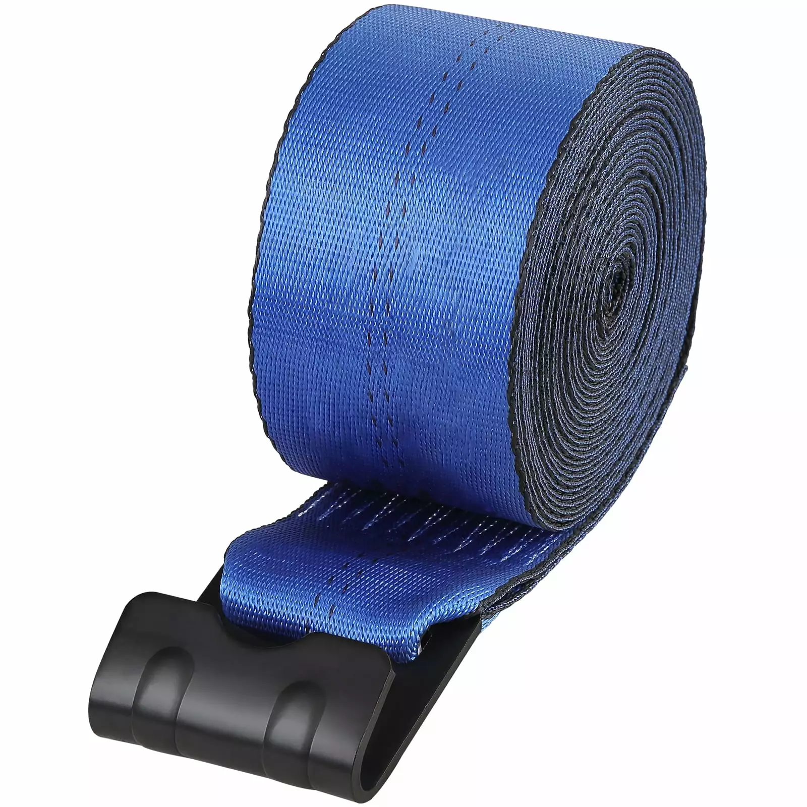 SKYSHALO Winch Straps. 4-inch x 30-ft. Load Capacity of 6000 lbs. Breaking Strength of 18000 lbs. Includes Flat Hooks. Ideal for Trailers. Farms. Emergency Services. and Tree Securing. Blue. Set of 10