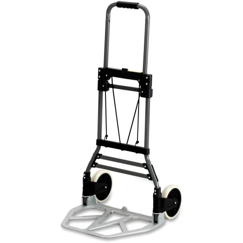 Safco Stow-Away Medium Hand Truck Telescopic Handle - 275 lb Capacity - 2 Casters - 7 Caster Size - Aluminum - x 19.5 Width x 18 Depth x 39 Height - Aluminum Frame - Silver - 1 Each