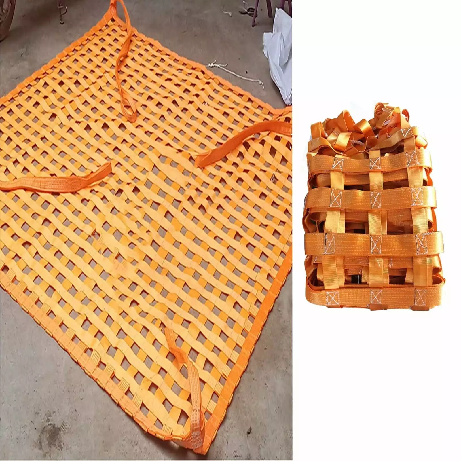 Safety Lifting Net Straps - Flat Nylon Sling Hoisting Net. Polyester Cargo Lifting Net. Cargo Net For Pickup Truck Bed. Construction Dock Hoist Objects Lifting Net. Customizable. Orange ( Size : 1.5 X