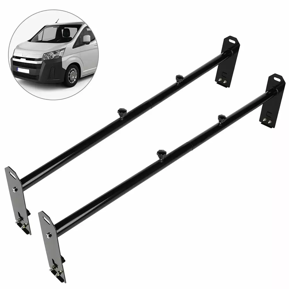 Scitoo Heavy-Duty 2 Bars Van Racks Steel Utility Ladder Truck Pickup Rack Kayak Contractor Lumber Utility for Chevy Express 2500 for Dodge for Ford E-250/350 for GMC Savana Van with Rain Gutters