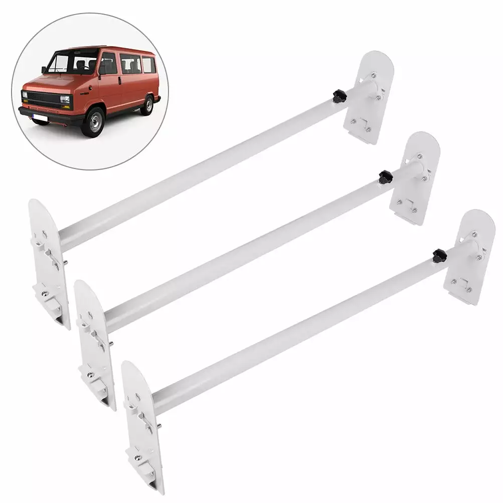 Scitoo Heavy-Duty 3 Bars Van Racks Steel Utility Ladder Truck Pickup Rack Kayak Contractor Lumber Utility for Chevy Express 2500 for Dodge for Ford E-250/350 for GMC Savana Van with Rain Gutters