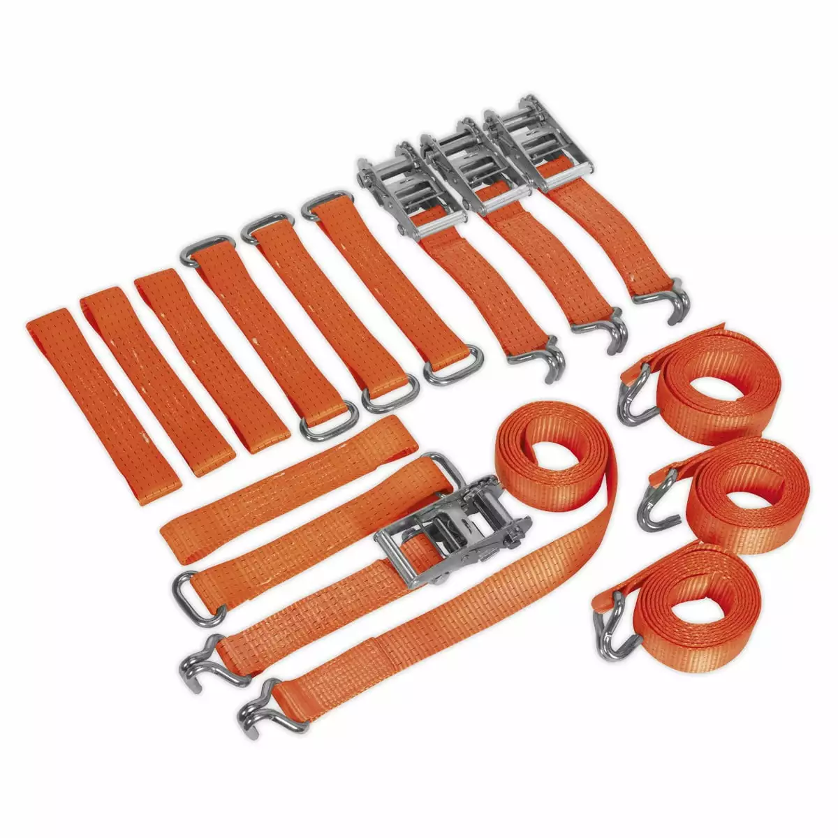 Sealey Tdrwkit Car Transporter Ratchet Tie Down Wheel Kit 4Pc 50Mmx3Mtr 4500Kg