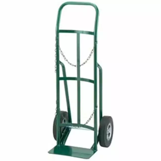 Single Cylinder Truck - Continuous Handle - Semi-Pneumatic Wheels. Green