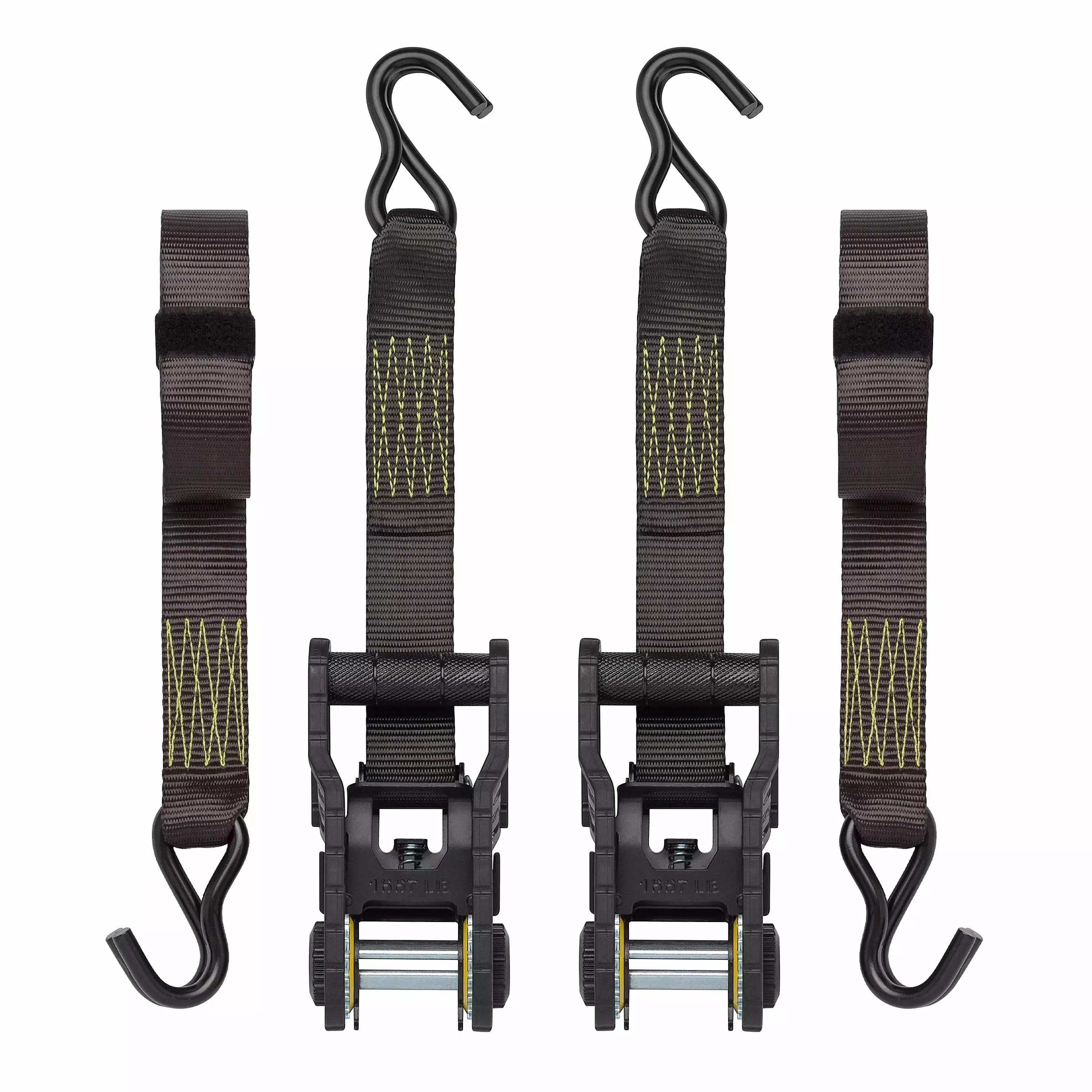 SmartStraps 1-1/2 in. x 14 ft. Black Tactical Commercial Ratchet Tie Down Straps. 1.667 lb. Safe Work Load - 2 pack