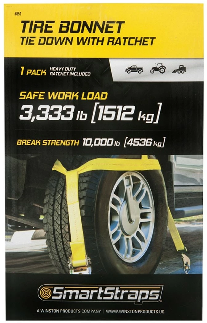 SmartStraps Tire Bonnet with Snap Hooks. 10.000 lb.