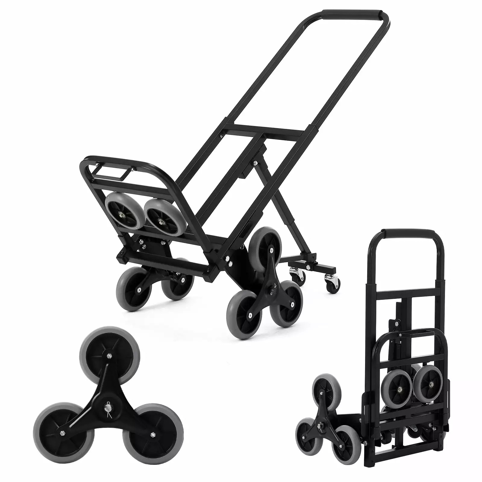 Stair Climbing Cart. 330 LB Climber Hand Truck Dolly with Adjustable Handle. Portable Folding Dolly Cart for Stairs. Stair Climbing Dolly Hand Carts with 10 Wheels for Shopping Moving Office Use