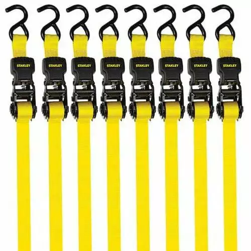 Stanley 10 ft x 1 in Ratchet Strap. 1500 lbs (8-Pack)