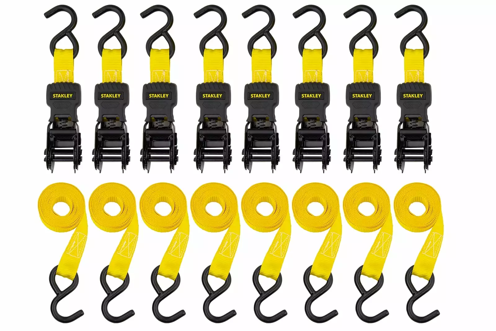 Stanley 8 Pack Ratchet Straps / 1 X 10 / 1.500 lb. Break Strength