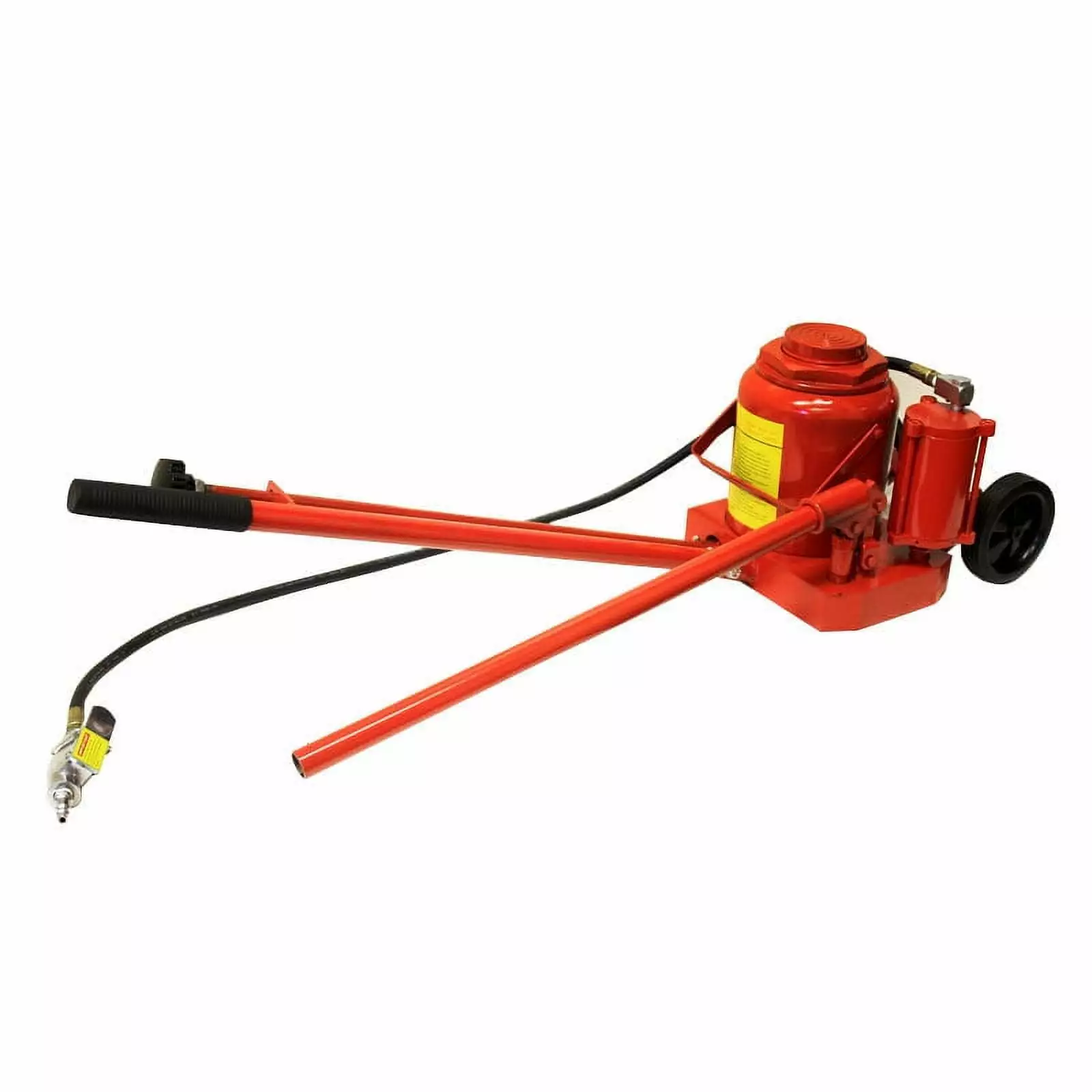 Stark 50-Ton Air / Hydraulic Operation Bottle Jack with Handle Bottle Jack with Built-In Wheel. Red