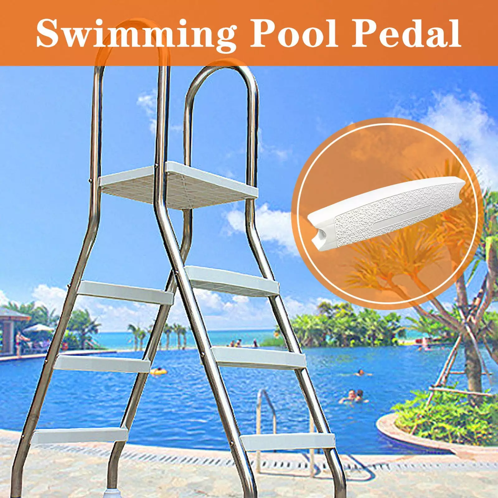 Swimming Pool Plastic Anti-Slip Ladders Step Replacement Pedal Accessory White