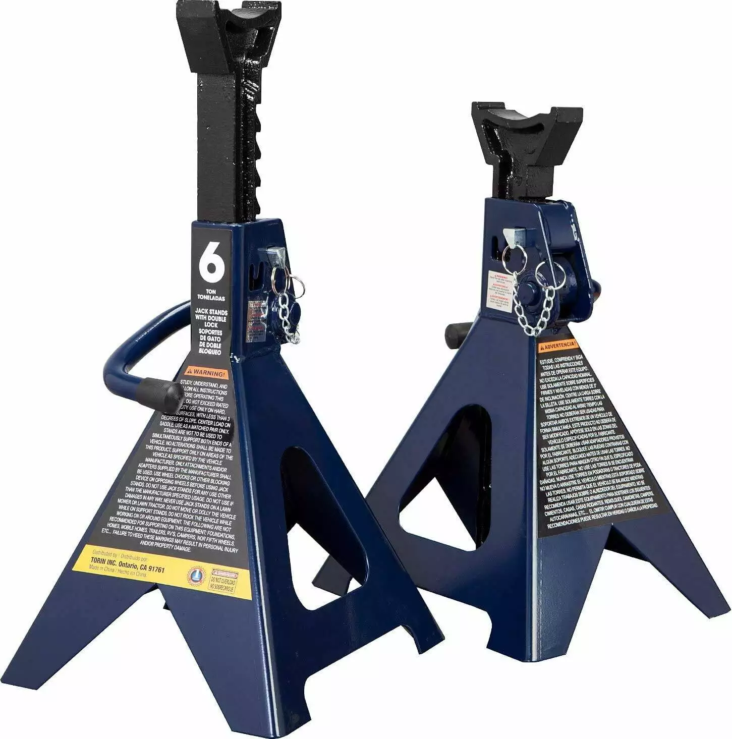 TCE 6 Ton (12.000 LBs) Capacity Double Locking Steel Jack Stands. 2 Pack. Blue. DMT46002AU