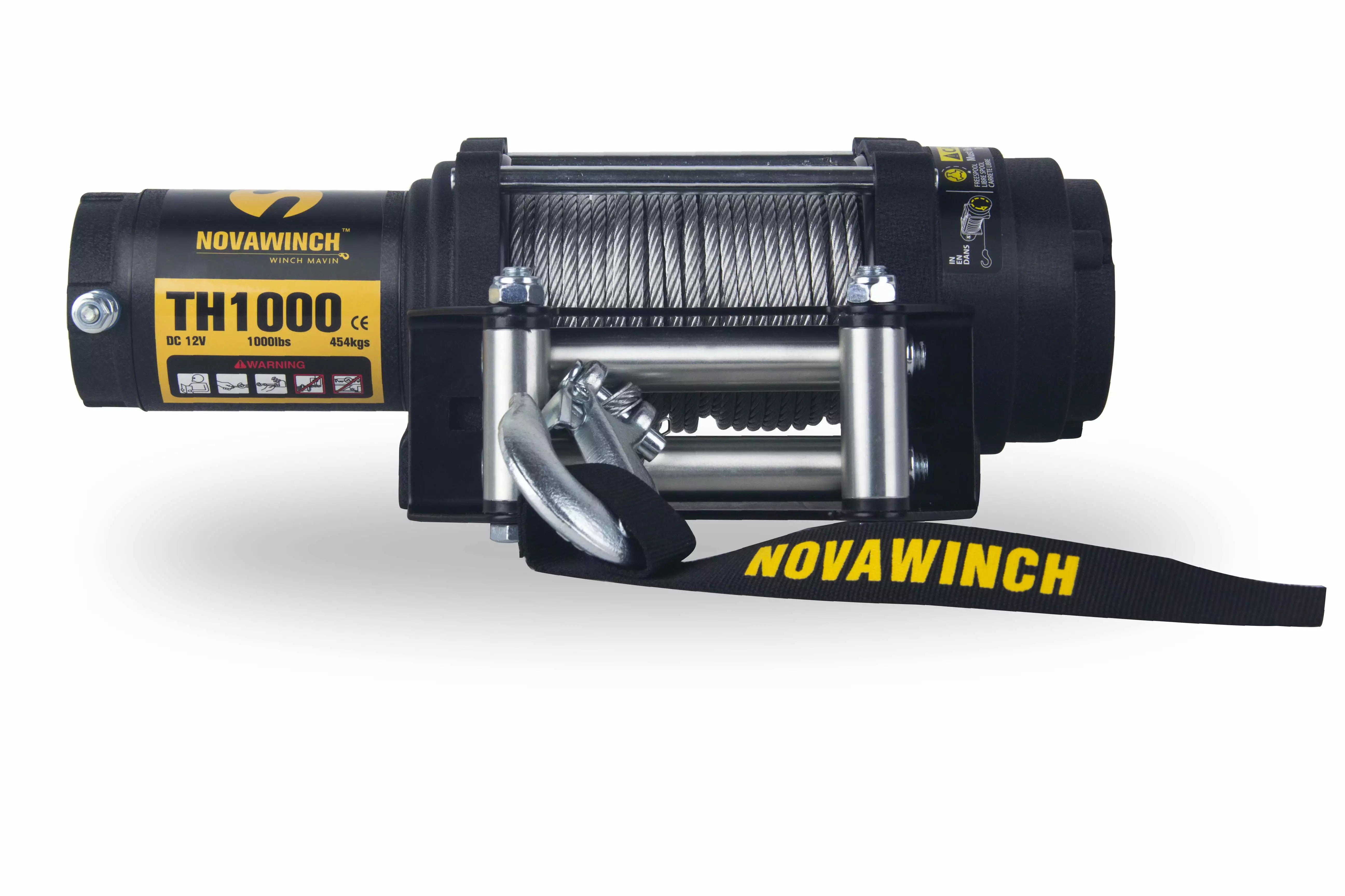 TH1000 Hoist Winch Kit 1000 lbs capacity. 12v. Mount Plate. 4-way Roller Fairlead. 60 ft of Cable