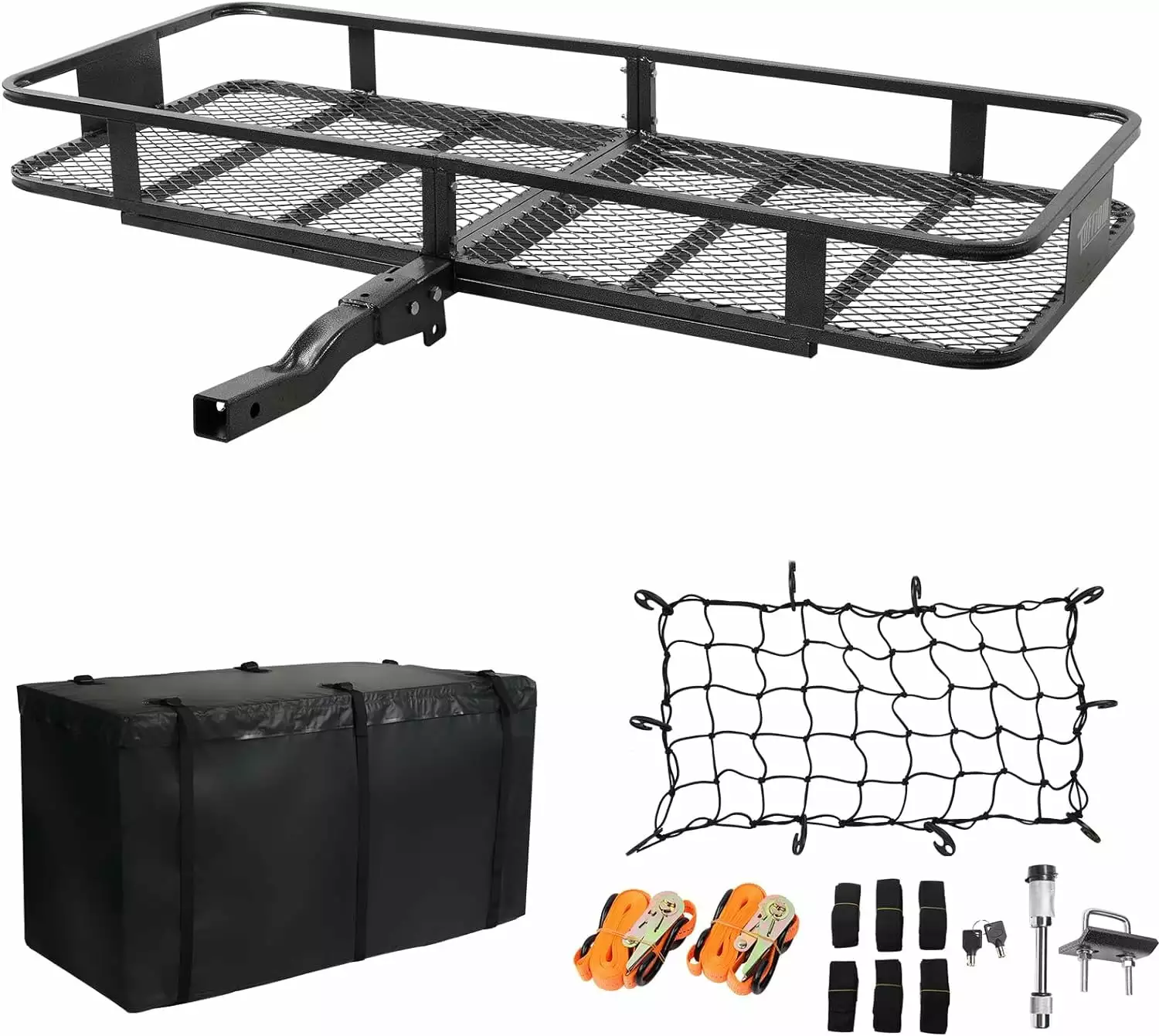 TUFFIOM 84 L x 39 W x 6 H Rooftop Cargo Carrier with 3 Sizes Extension & 2 Nets. 250 lbs Capacity Steel Basket. Roof Top Rack Luggage Holder for Van Travel Camping SUV Car Truck