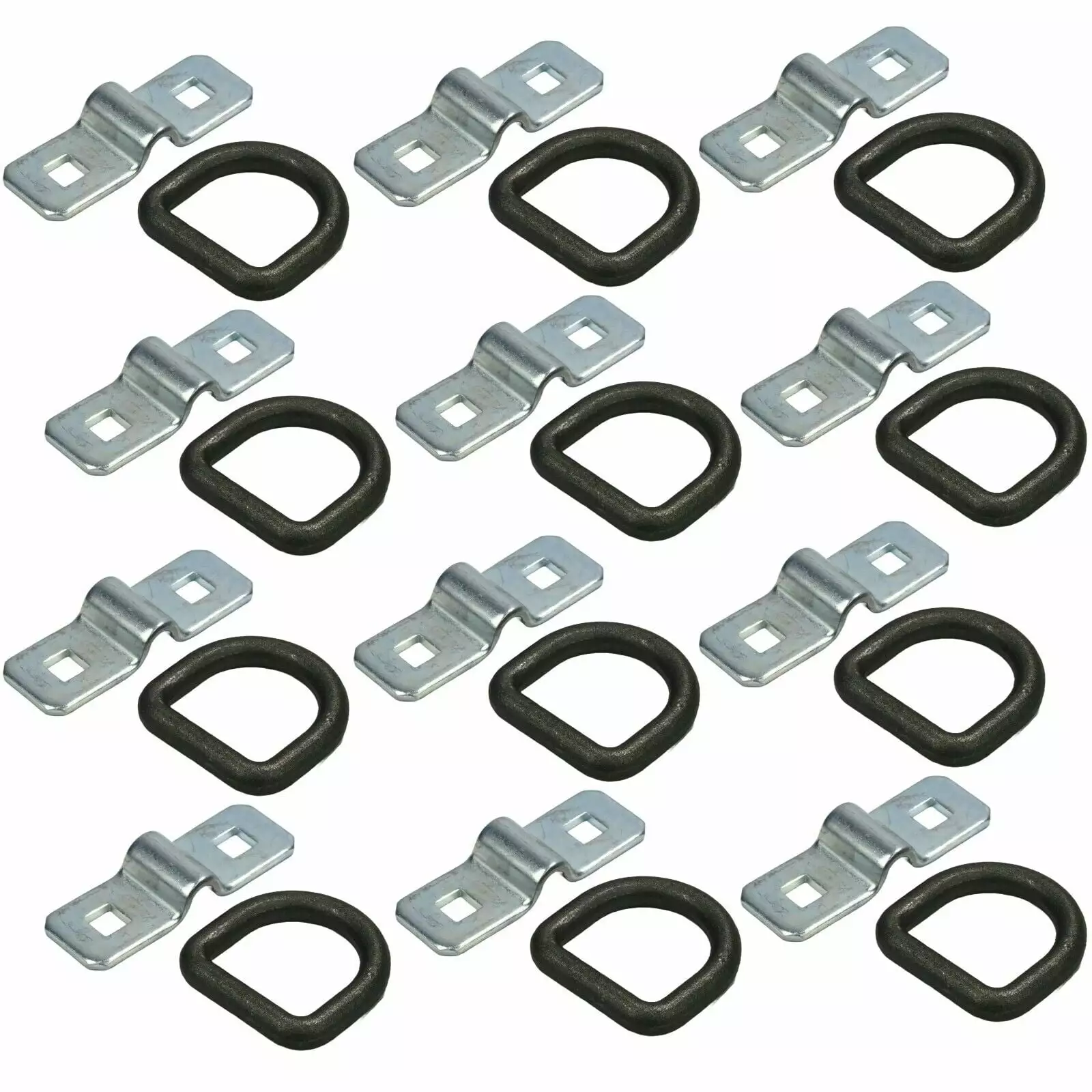 The ROP Shop | 12-Pack 3/8 Steel D Ring Rope Tie Downs for Trailer Flatbed Truck Anchor Cargo