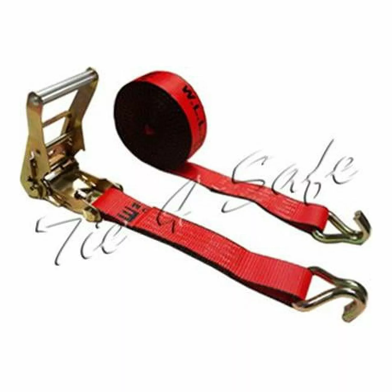 Tie 4 Safe RT04C-530-M11N-R-2 2 in. x 30 ft. Ratchet Tie Downs with Flat Hooks. Red - 2 Piece