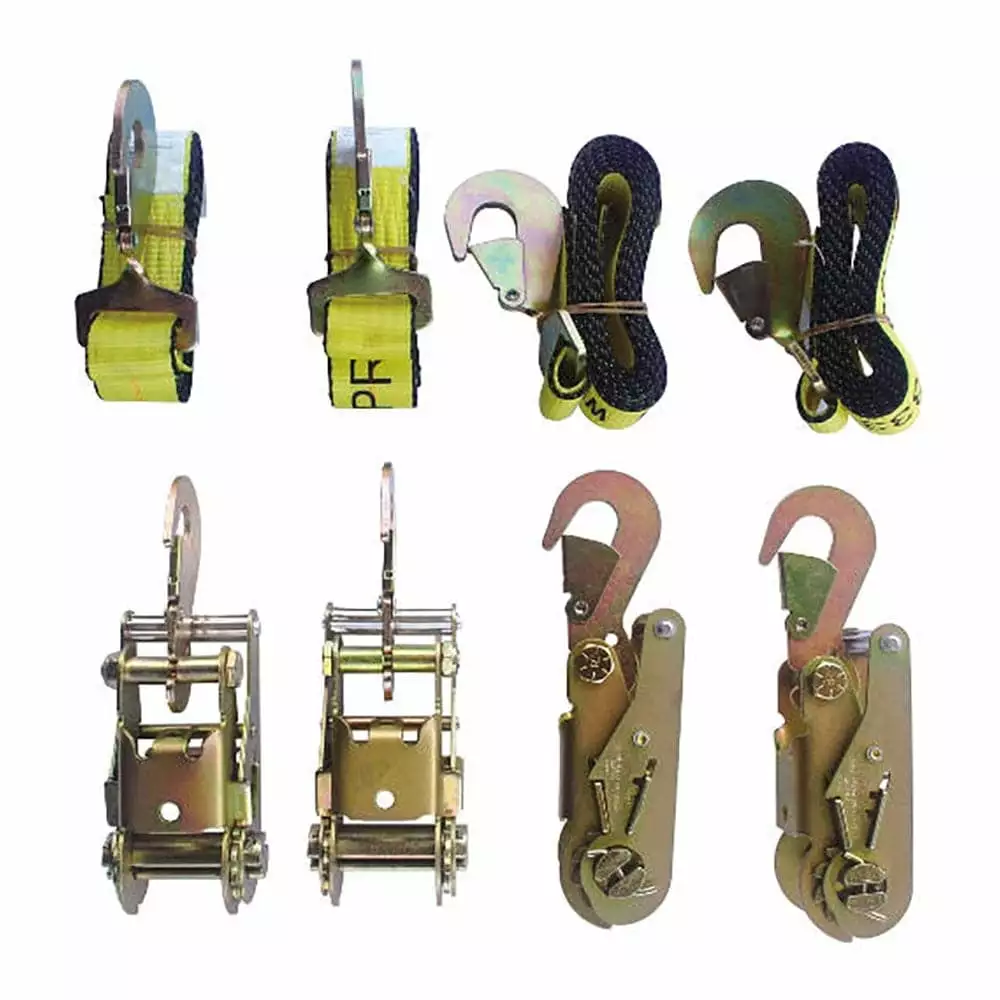 Tie Down Kit. 4 Ratchets W/Flat Snaps. 4 Straps W/Flat Snap Hooks