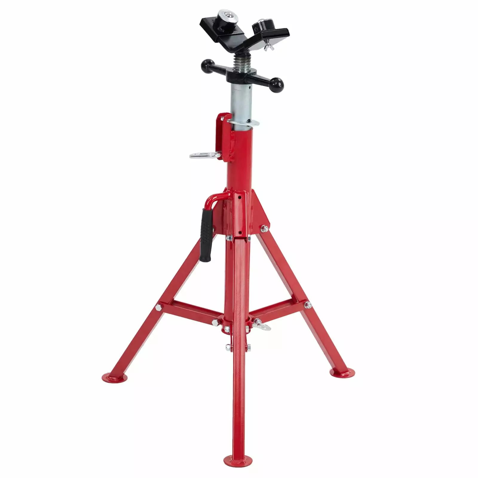 Towallmark Pipe Stand with 2-Ball Transfer. V-Head Folding Jack Stand. 2500lbs Welding Stand Adjustable Height 28-52IN. Heavy Duty Carbon Steel Body. Steel Pipe Jacks for Welding