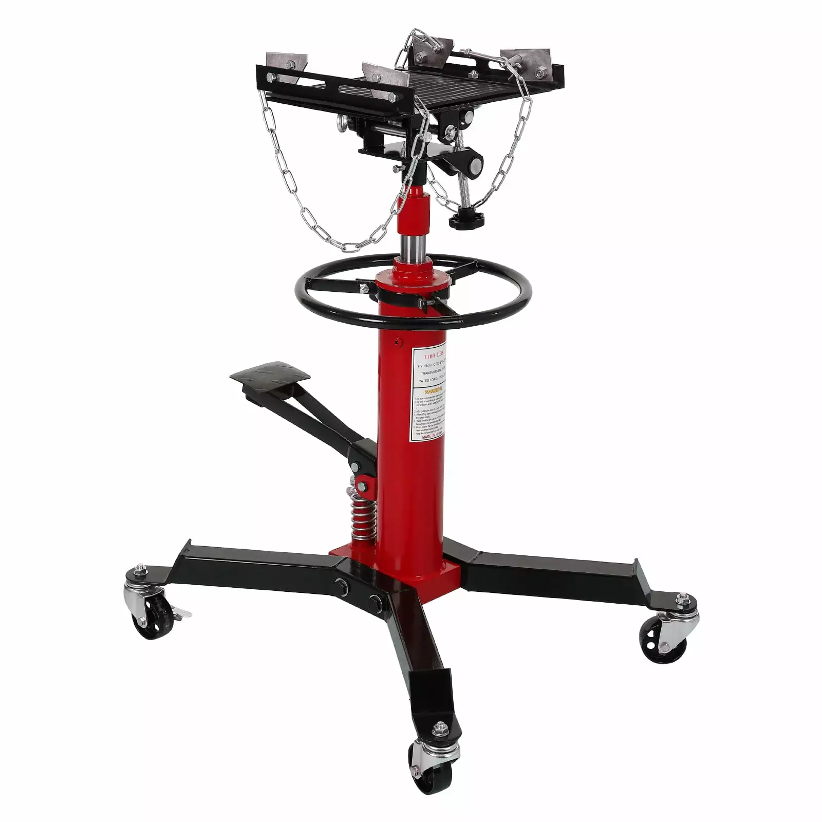 Transmission Jack.1100lbs Adjustable Telescoping Hydraulic Transmission Jack with Foot Pedal and 360?? Swivel Wheel for Garage/Shop Lift Hoist Red