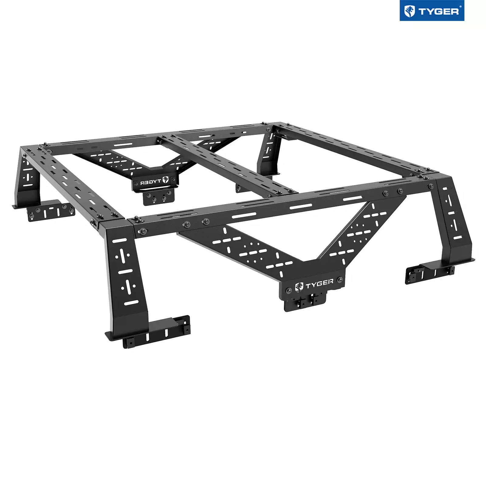 Tyger Auto Plate Style Overland Bed Rack for Full-Size Pickup Trucks | Compatible with Ram 1500 & HD. Ford F-Series. Silverado. Sierra. Tundra. Titan & XD (see image for size chart) | TG-BK2U55637