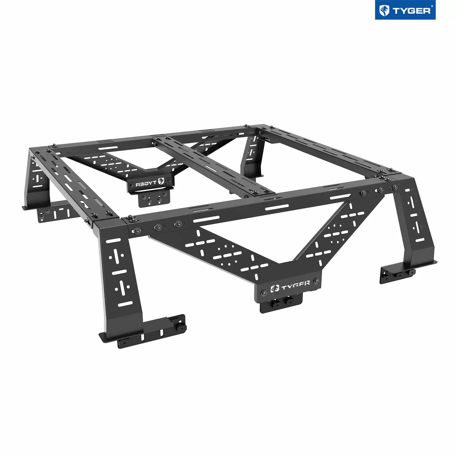 Tyger Auto Plate Style Overland Bed Rack for Mid-Size Pickup Trucks | Compatible with Tacoma. Ranger. Gladiator. Colorado. Canyon (see image for size chart) | TG-BK2U55347