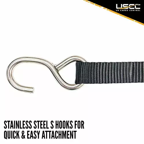 US Cargo Control Stainless Steel Ratchet Straps with S-Hooks (2-Pack). 1 Inch X 10 Foot. Stainless Steel Thumb Ratcheted Utility Straps for Securing Cargo'